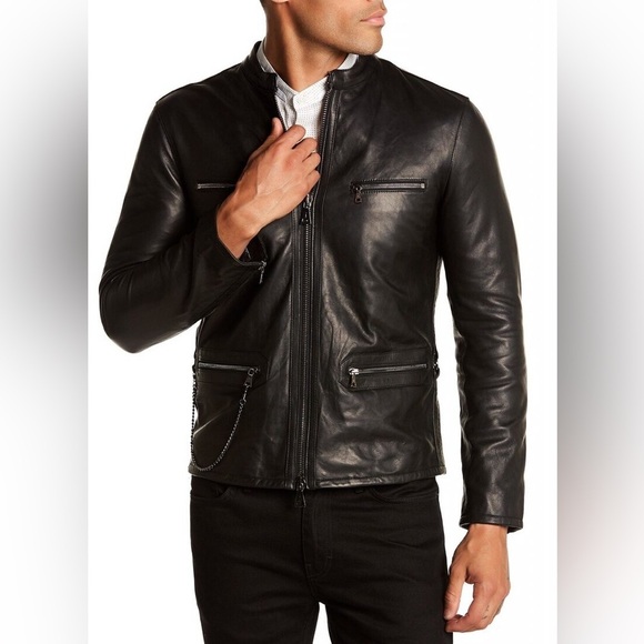 John Varvatos black sheepskin leather jacket, size 56 (XL) - Picture 2 of 11